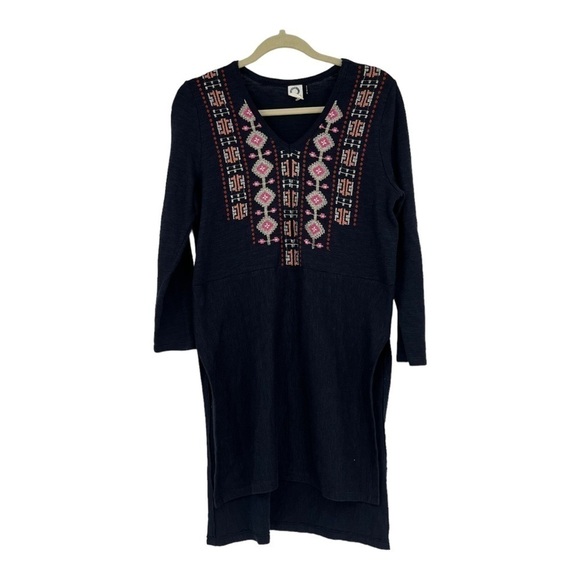 Anthropologie Akemi Kin Savin Sweater Side Slit Tunic Size Medium Embroidery - Picture 1 of 6